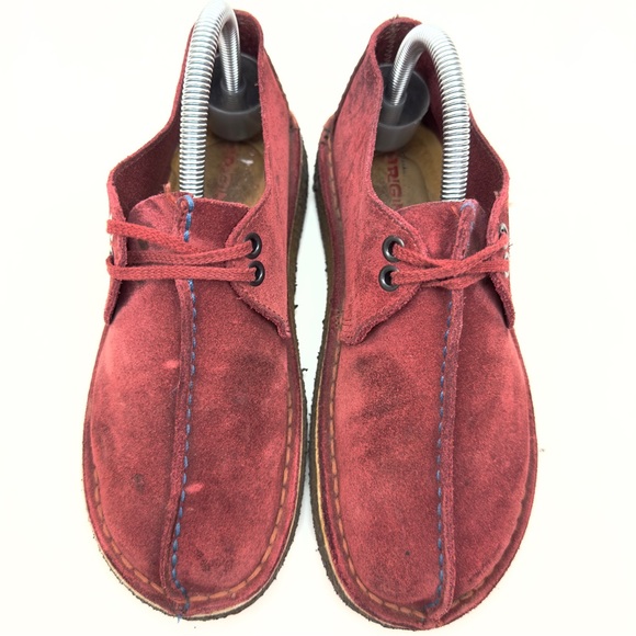 Clarks Desert Trek Women's Shoes Red Suede Crepe Sole Split Toe Moccasins Sz 6.5 - Picture 2 of 10